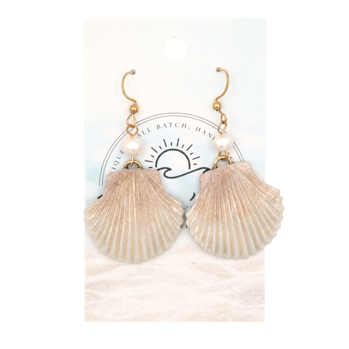 Clay Shell with Pearl Earrings