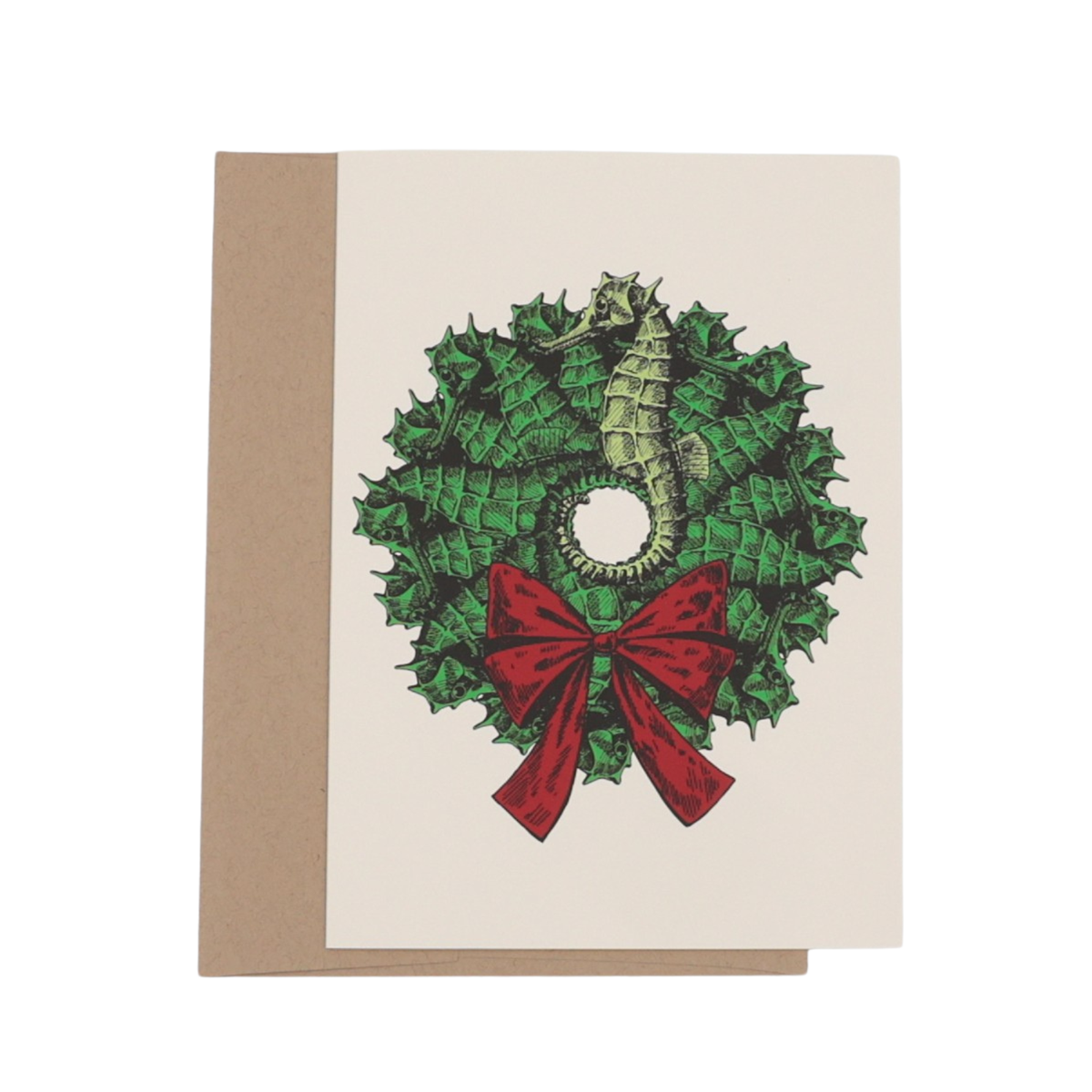 (Single) Christmas Card- Seahorse Wreath