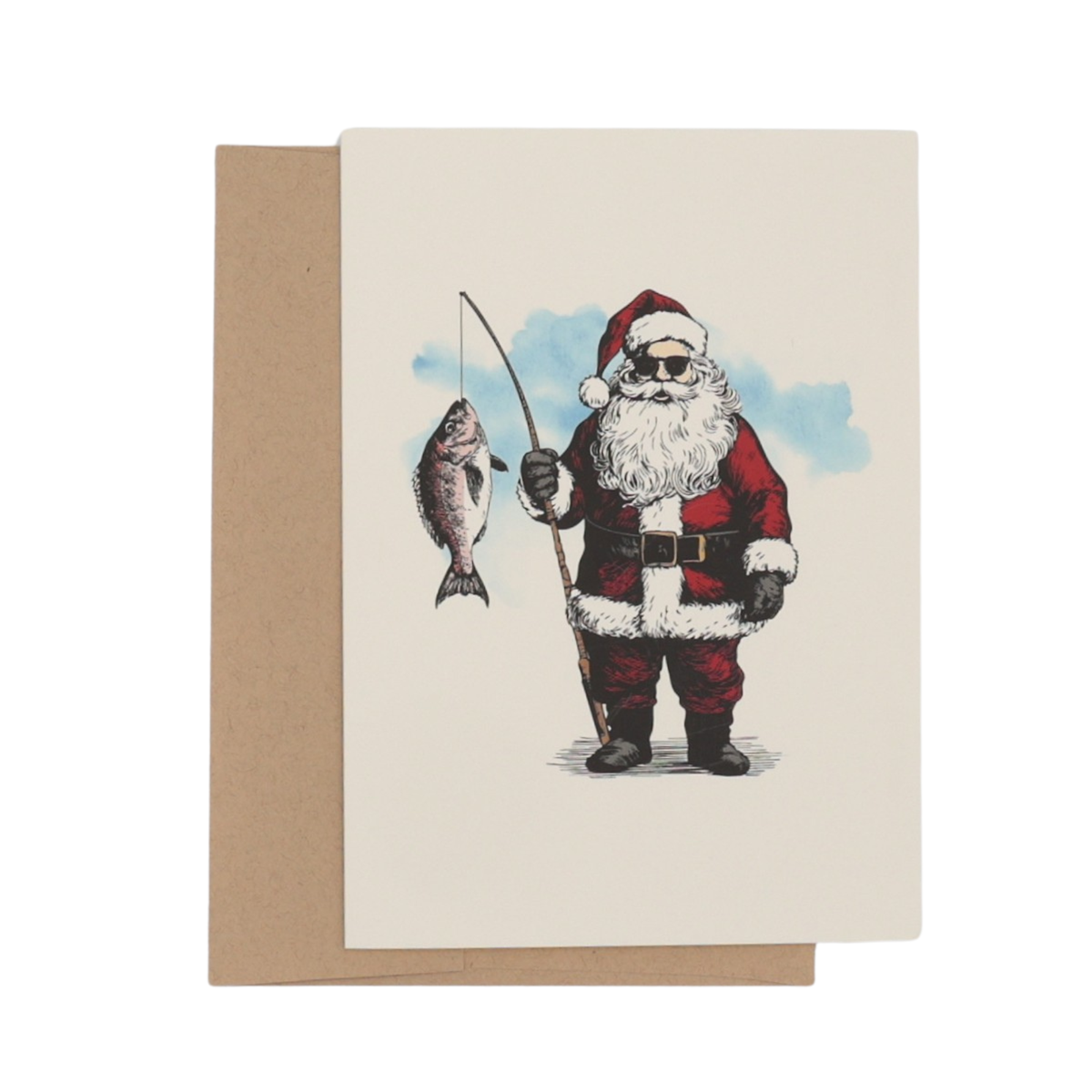 (Single) Santa with Snapper Christmas Card