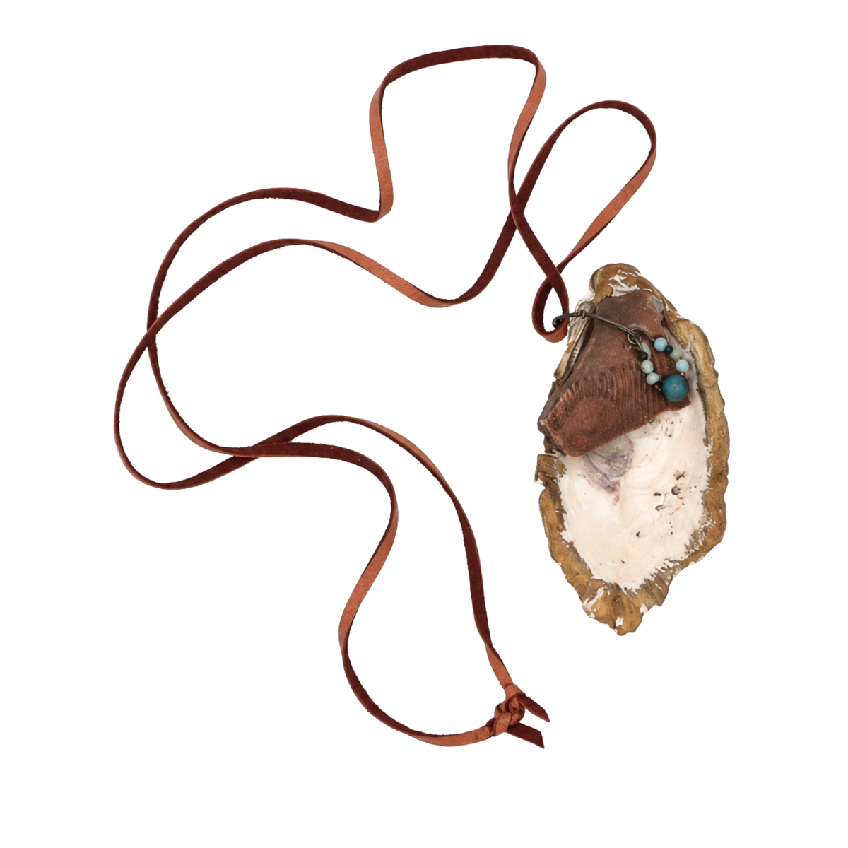 Indian Pottery and Oyster Shell Necklace