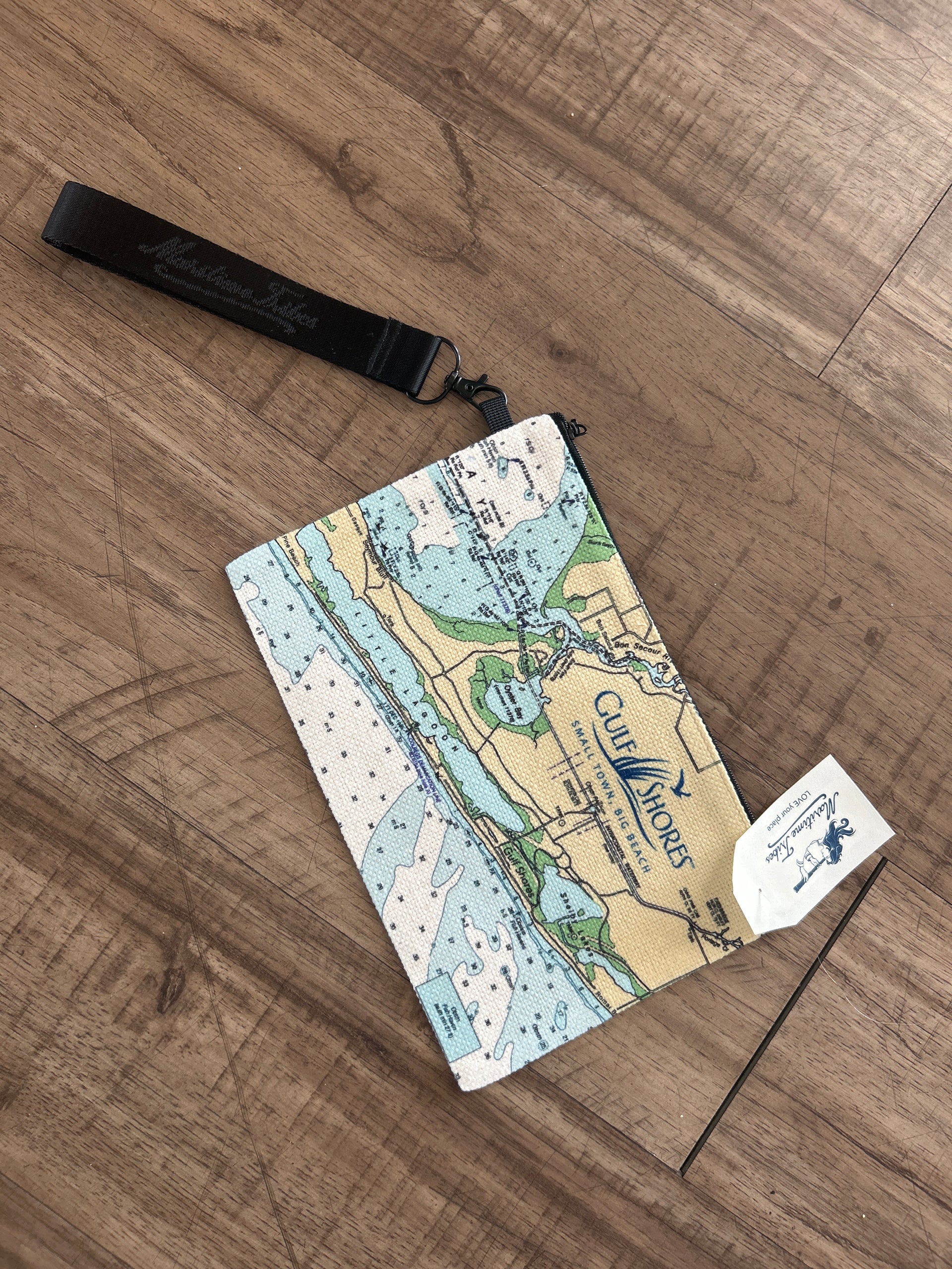 Gulf Shores Map Wristlet Bag
