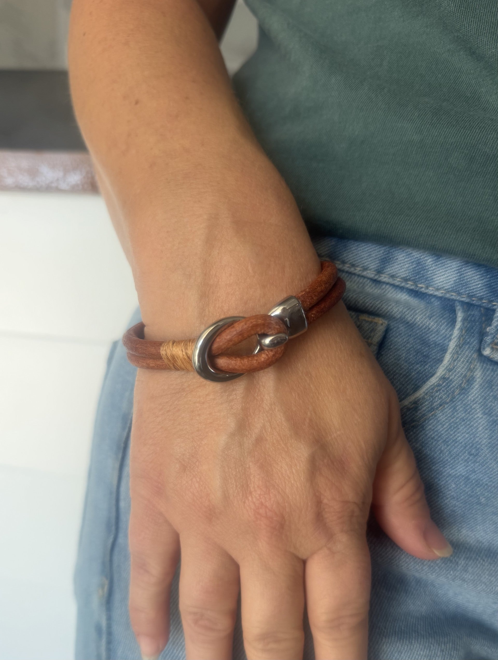 The Captain's Line Leather Loop & Hook Bracelet