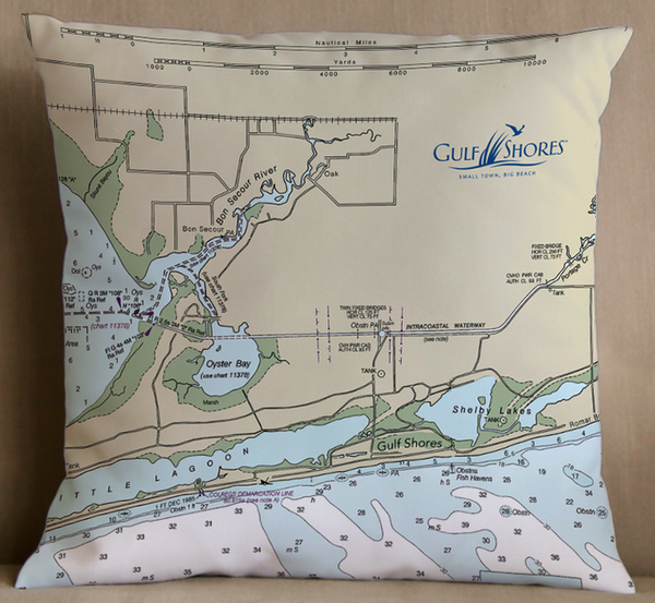 Gulf Shores Map Pillow