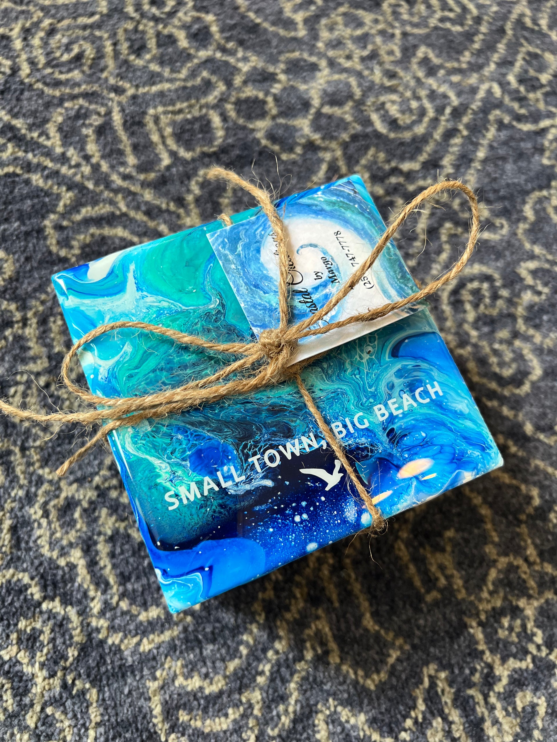 Resin COASTER Set "SMALL TOWN, BIG BEACH"