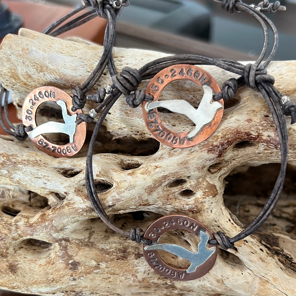 Coordinates & Seagull Bracelet Gulf Shores City Store